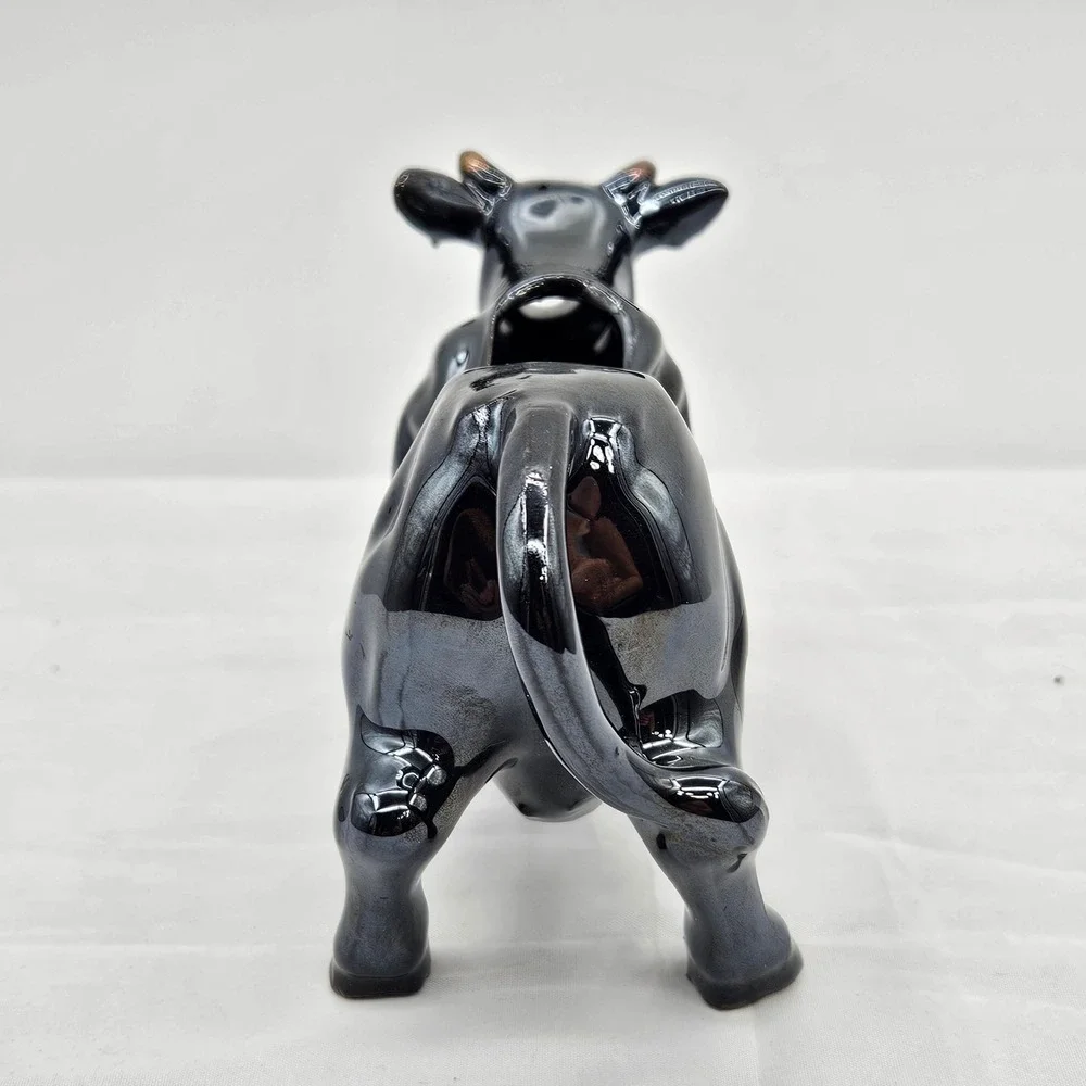 Vintage Black Gold Ceramic Cow Creamer Pitcher Made in Japan Farmhouse Decor